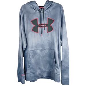 Under Armour Storm ColdGear Hoodie Men's Large Gray Camo Red Logo Pullover